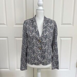 J.Crew Small Liberty London Floral Blazer Jacket Navy Daisy Print British Preppy